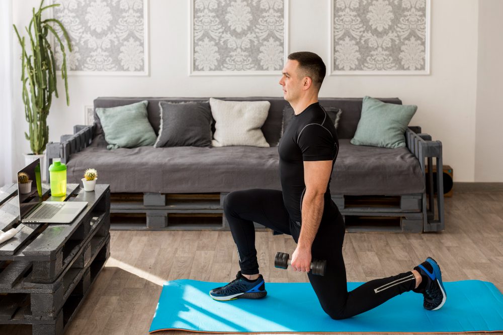 Man performing pelvic floor exercises to help manage premature ejaculation and improve sexual health.